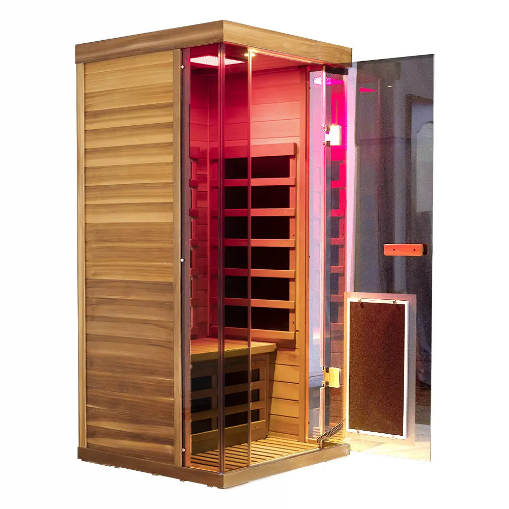 SR01 1-Person Far Infrared Sauna – Canadian Red Cedar, Bluetooth Audio & LED Lighting