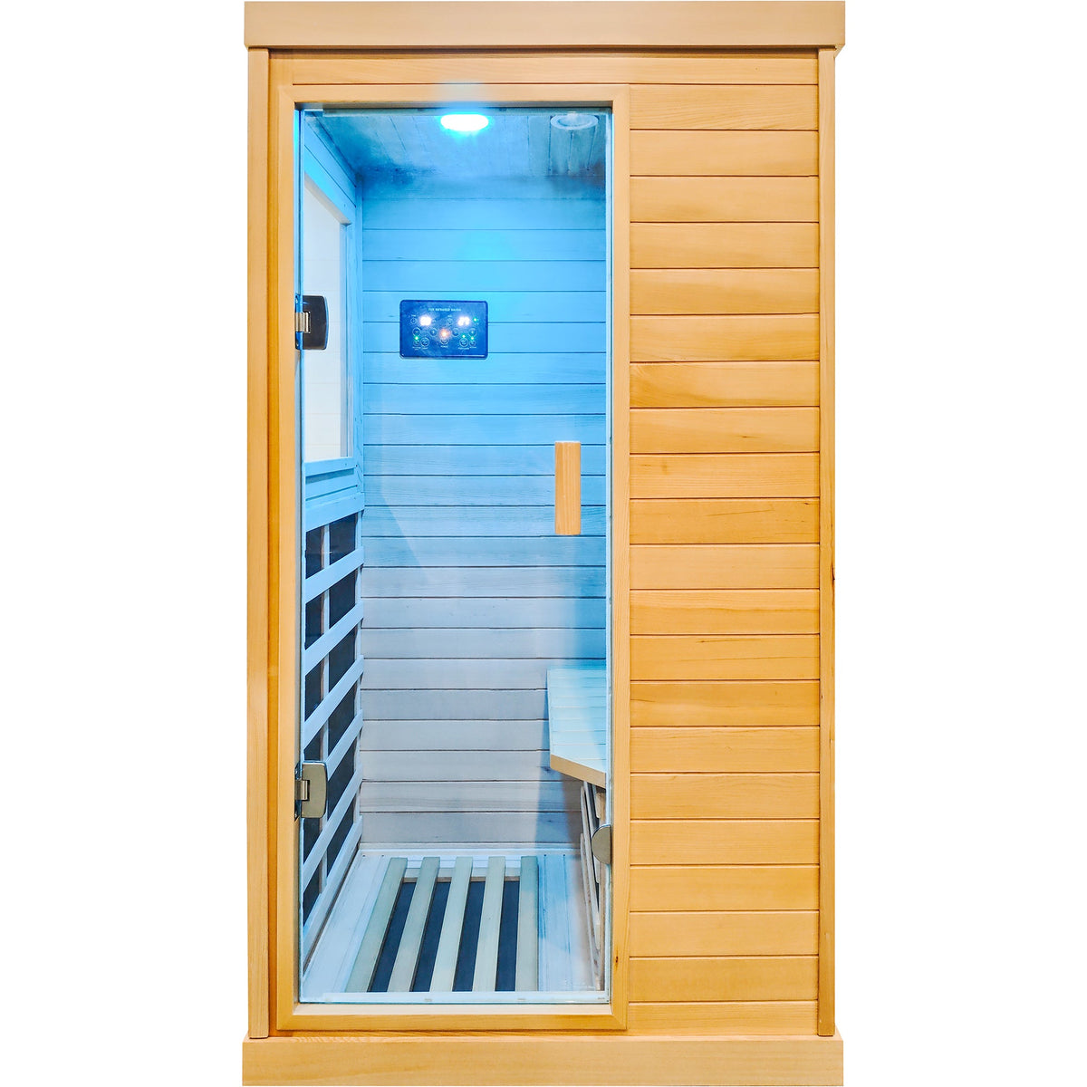 Single-Person Infrared Sauna – Hemlock Wood, 1200W Heating & Bluetooth Audio