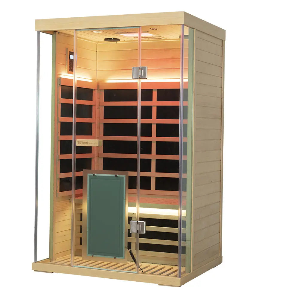 Wizzisaunas SH02 2-Person Infrared Sauna – Hemlock Wood, Smart App & Red Light Therapy