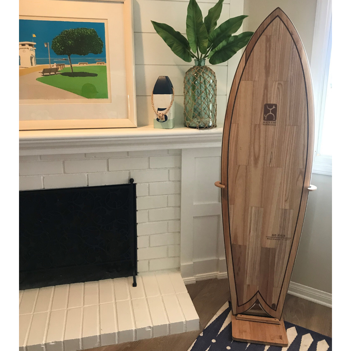Adjustable Bamboo Surfboard Display Stand – Eco-Friendly Wooden Board Rack