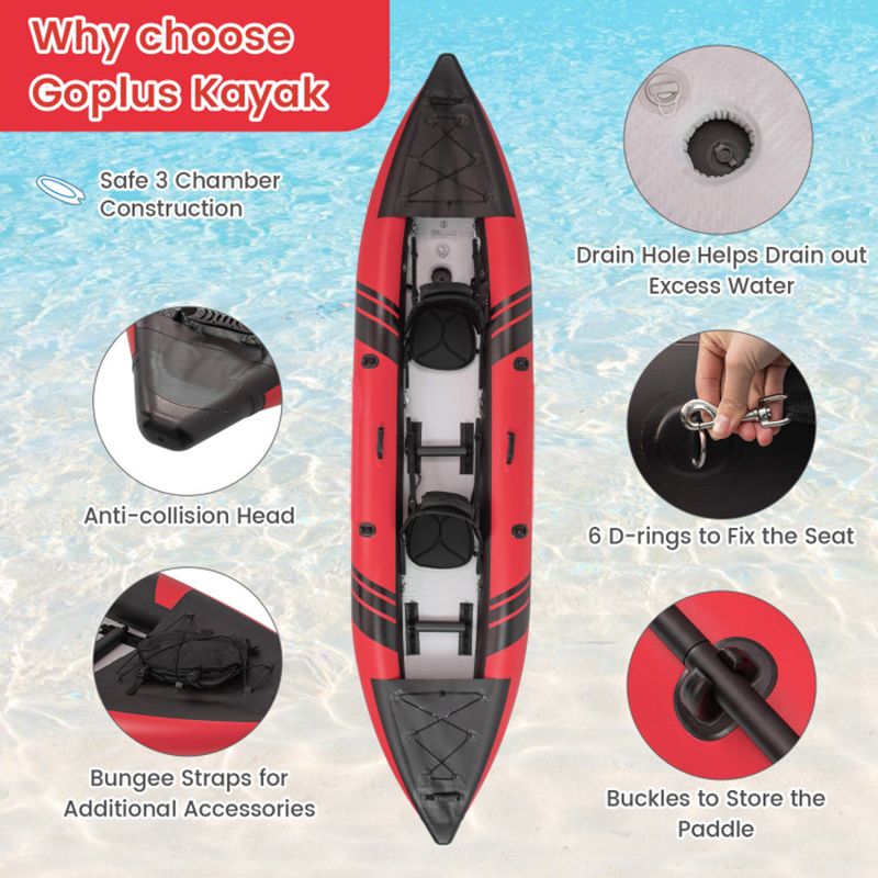Inflatable 2-person Kayak Set with Aluminium Oars and Repair Kit