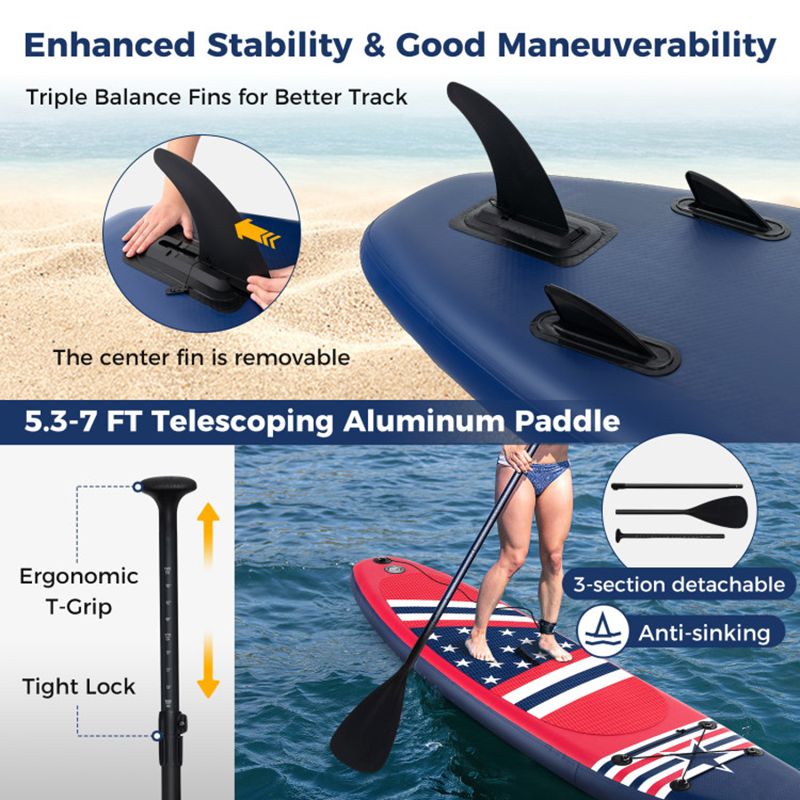 10-Foot Inflatable SUP Paddle Board – 300 lb Capacity with Adjustable Paddle & Accessories