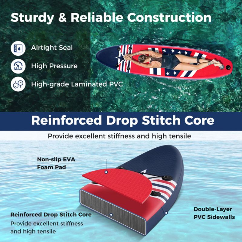 10-Foot Inflatable SUP Paddle Board – 300 lb Capacity with Adjustable Paddle & Accessories