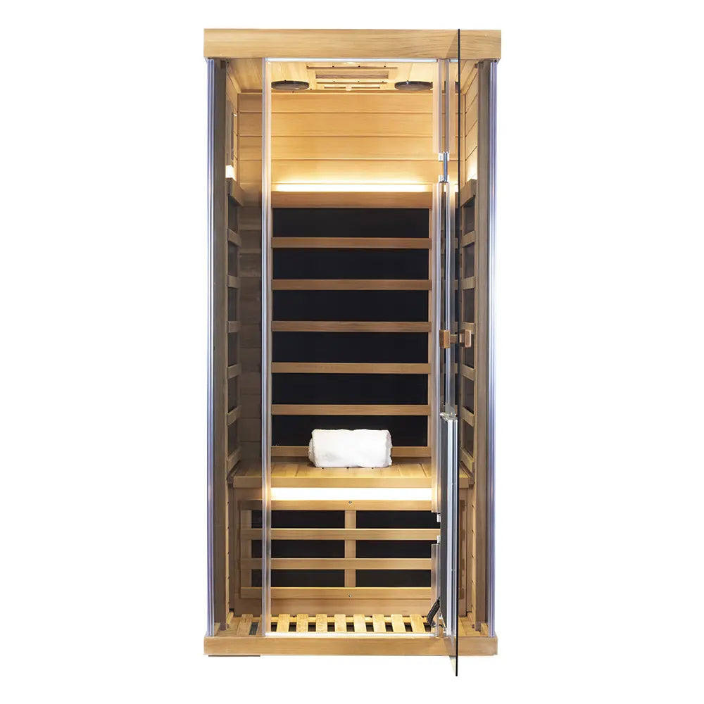 SR01 1-Person Far Infrared Sauna – Canadian Red Cedar, Bluetooth Audio & LED Lighting