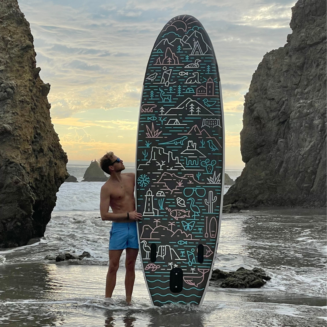 GrandSol Oasis Pack: 11' 4'' Inflatable Paddle Board + Paddle, Pump, Detachable Fin, & Carrying Case