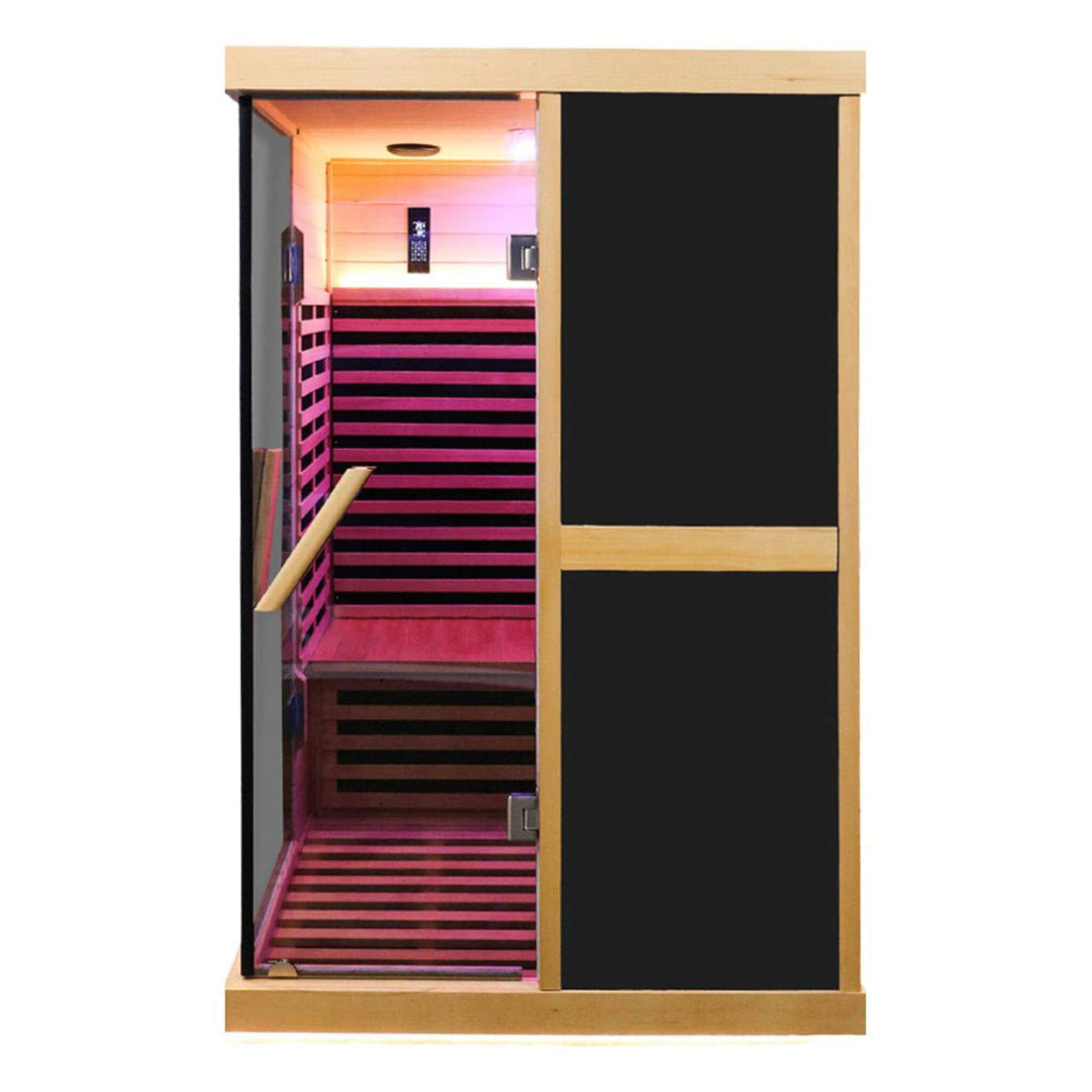 Helix Premium Large 2-Person V-Shaped FAR Infrared Sauna Room With Double Glass Doors (SAK96413) - Aloha Swim Wellness
