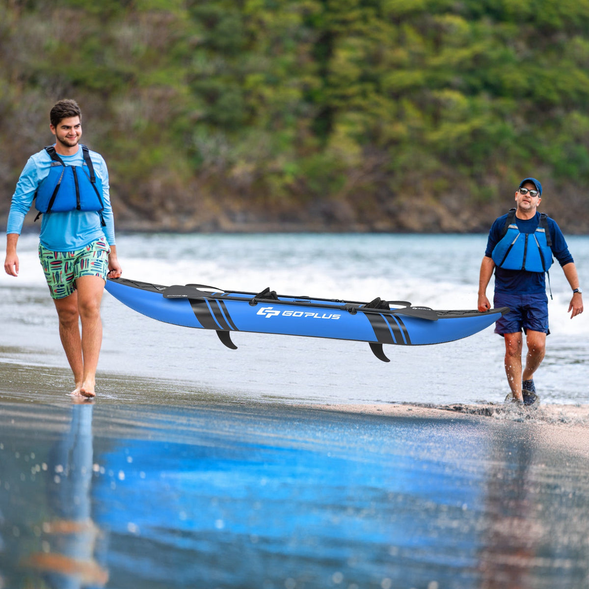 Inflatable 2-Person Kayak Set – 3-Chamber Tandem Kayak with Aluminum Oars & Repair Kit - Aloha Swim Wellness