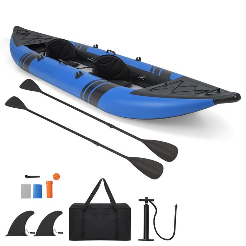 Inflatable 2-person Kayak Set with Aluminium Oars and Repair Kit - Aloha Swim Wellness