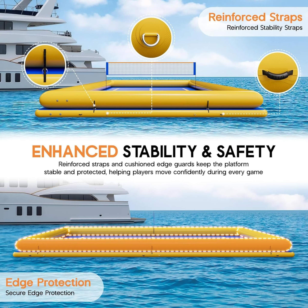26' × 46' Inflatable Floating Pickleball & Volleyball Court – Commercial-Grade Design