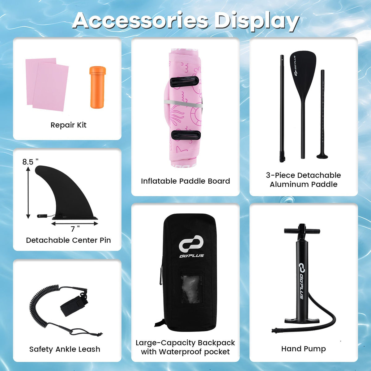 Inflatable SUP with 3 Fins & Backpack - Aloha Swim Wellness