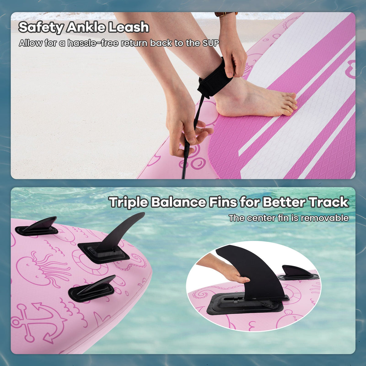 Inflatable SUP with 3 Fins & Backpack - Aloha Swim Wellness