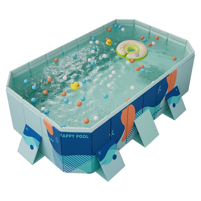 Large Foldable Rectangular Family Swimming Pool, Non-Inflatable Above Ground Pool, Easy Setup Outdoor Pool for Adults and Kids - Aloha Swim Wellness