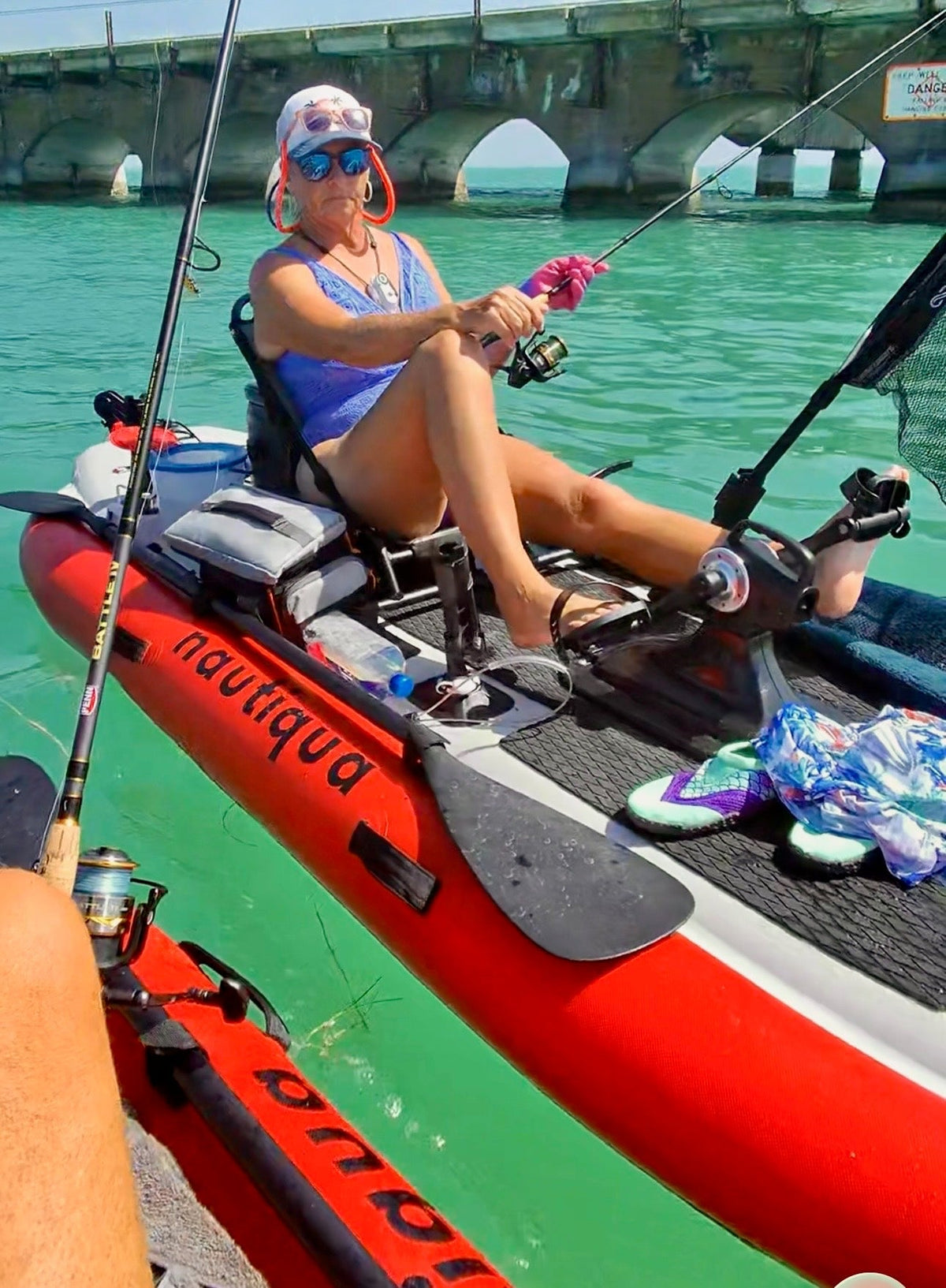 Nautiqua | ARUBA | Deluxe Paddleboard Fishing Pedal Kayak | Red - Aloha Swim Wellness