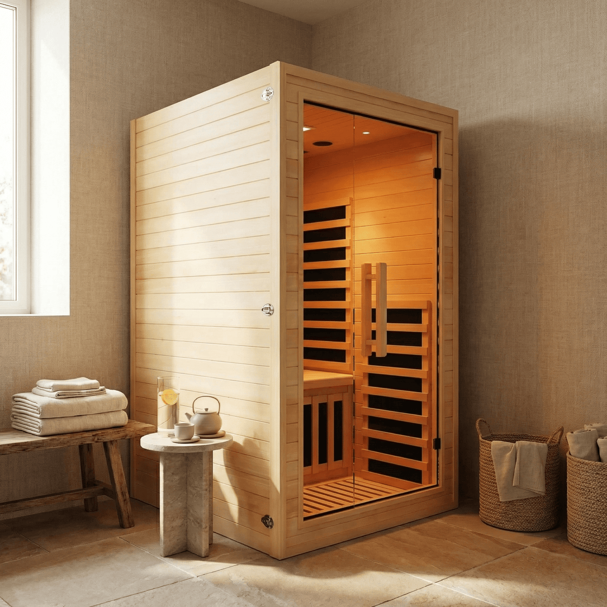 NiceBeam 1–2 Person Infrared Sauna – Red Light Therapy & Chromotherapy - Aloha Swim Wellness