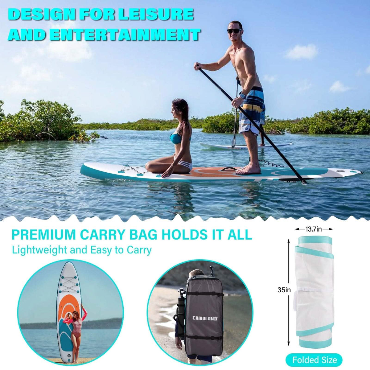 Orange Inflatable Paddle Board 10'6" – Adult SUP - Aloha Swim Wellness