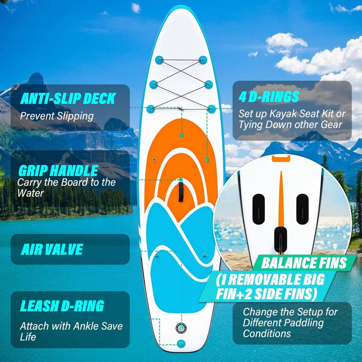 Orange Inflatable Paddle Board 10'6" – Adult SUP - Aloha Swim Wellness