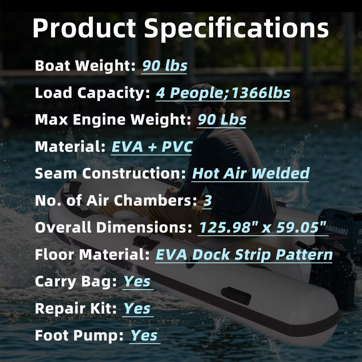 Portable Inflatable Dinghy Boat Kit – Heavy-Duty Inflatable Boat with Accessories