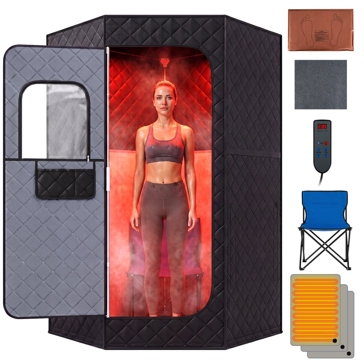 Portable Infrared Sauna Tent with Heated Foot Pad - Aloha Swim Wellness
