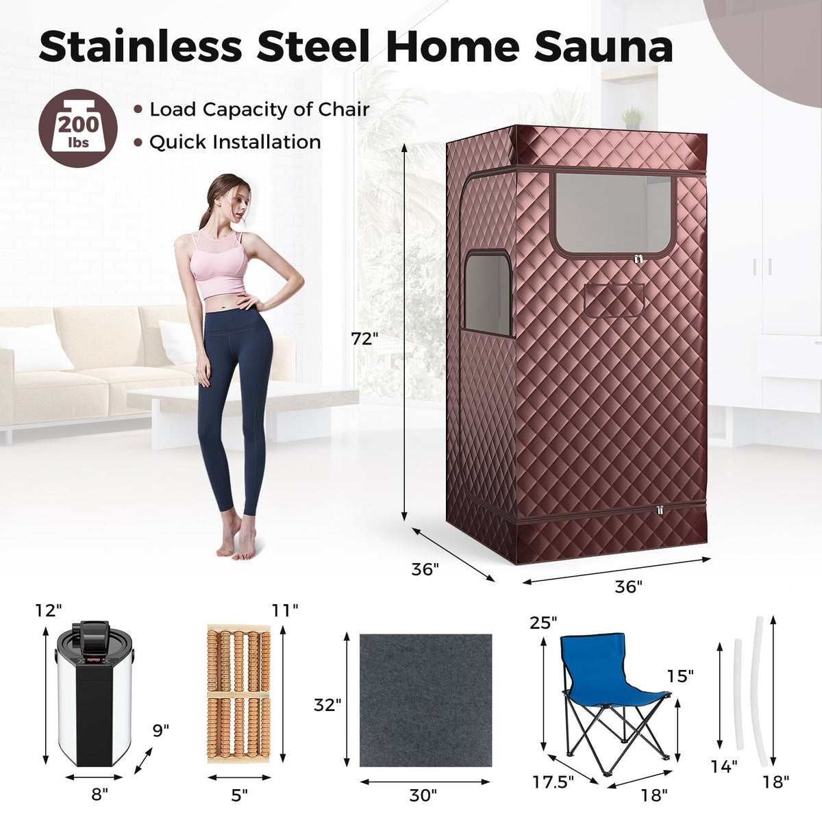 Portable Steam Sauna Tent with 3L Generator & Remote - Aloha Swim Wellness
