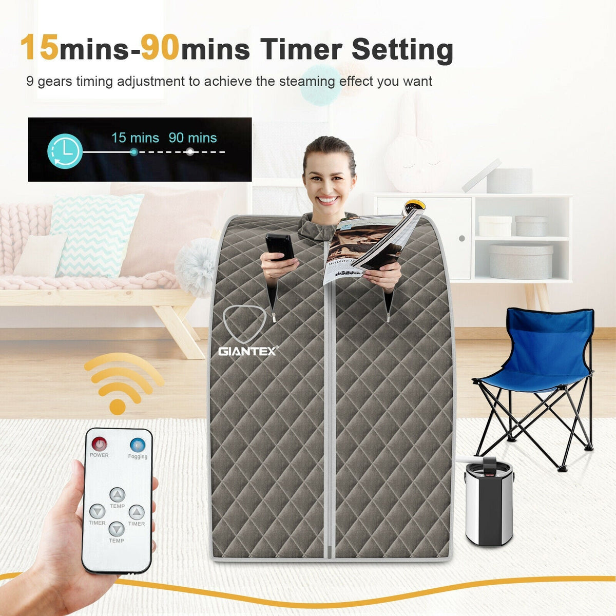 Portable Steam Sauna Tent with 3L Steamer & Remote - Aloha Swim Wellness