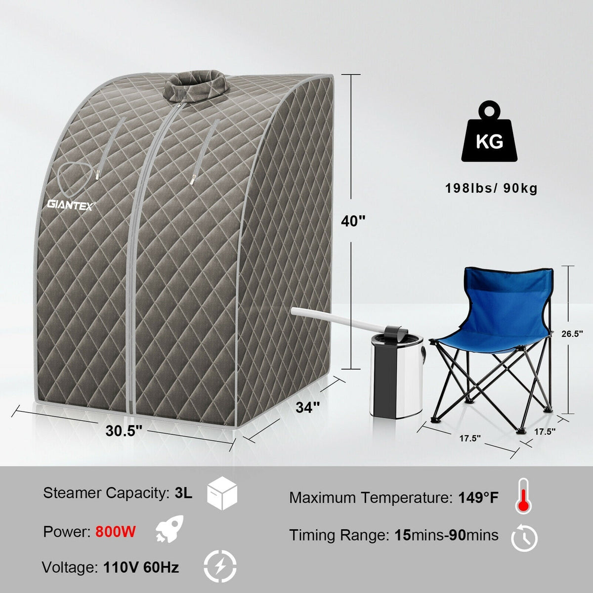 Portable Steam Sauna Tent with 3L Steamer & Remote - Aloha Swim Wellness