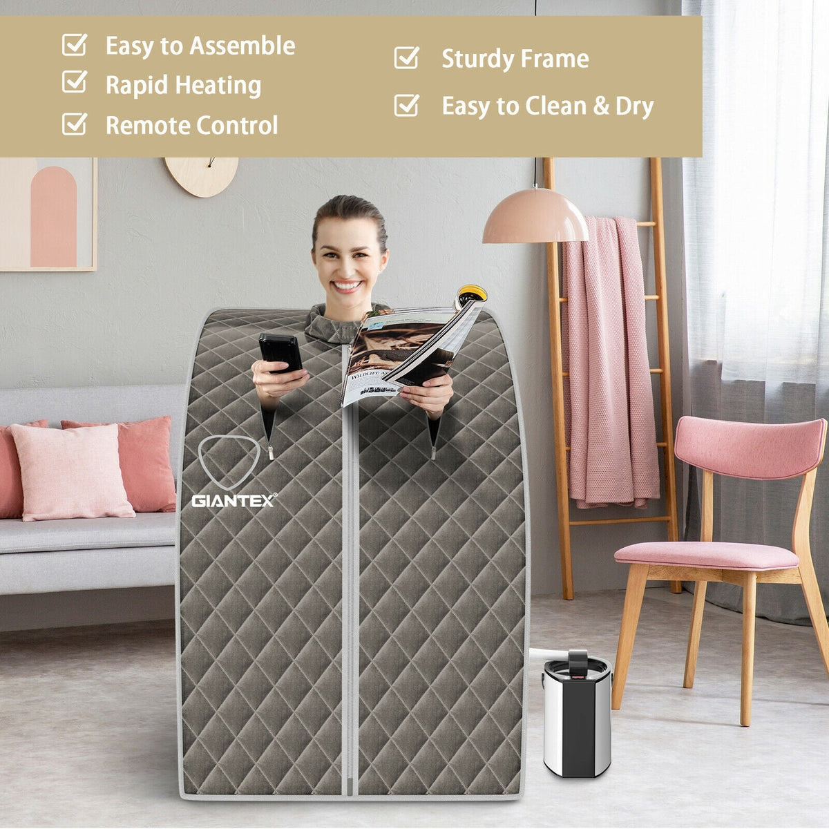 Portable Steam Sauna Tent with 3L Steamer & Remote - Aloha Swim Wellness