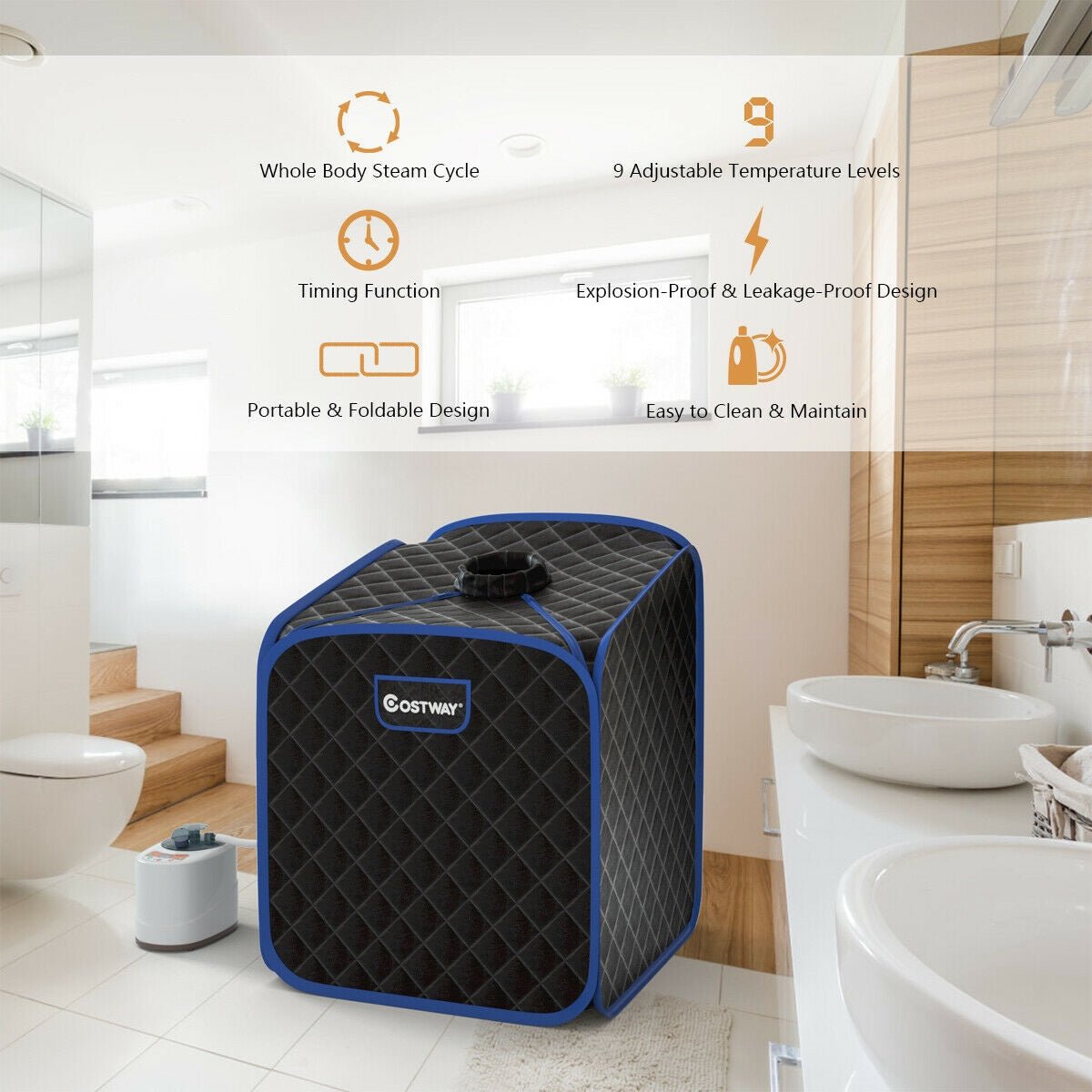Portable Steam Sauna Tent with Remote Control, Foot Massager & Folding Chair - Aloha Swim Wellness