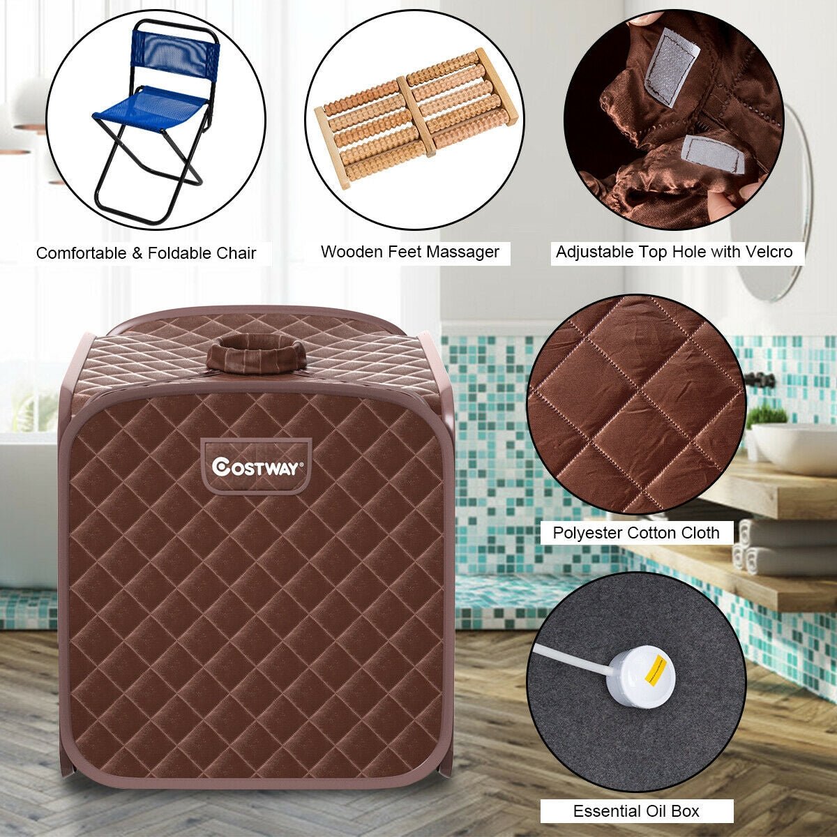 Portable Steam Sauna Tent with Remote & Foot Rollers - Aloha Swim Wellness