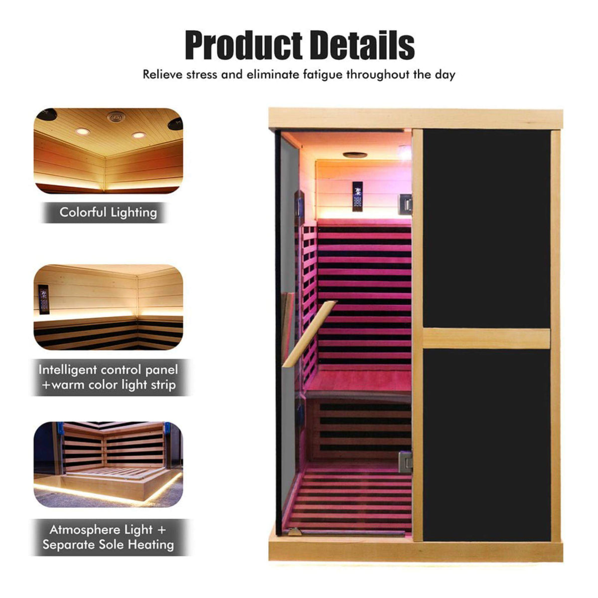 Helix Premium Large 2-Person V-Shaped FAR Infrared Sauna Room With Double Glass Doors (SAK96413)