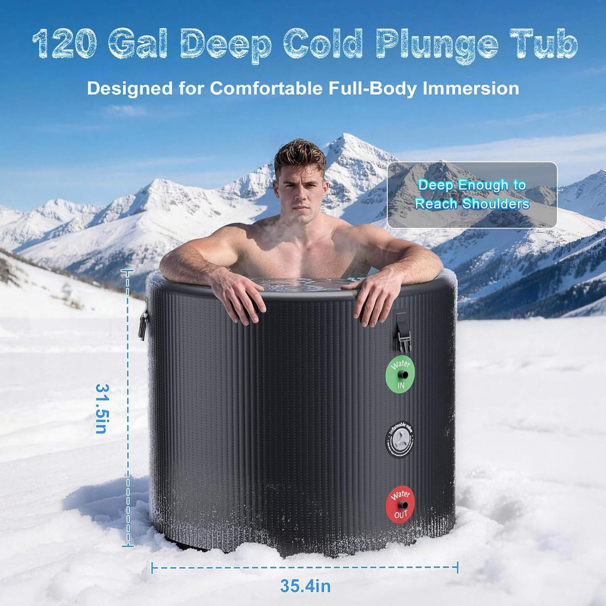 Premium XL 120-Gallon Cold Plunge Tub with Chiller, Filter & Pump