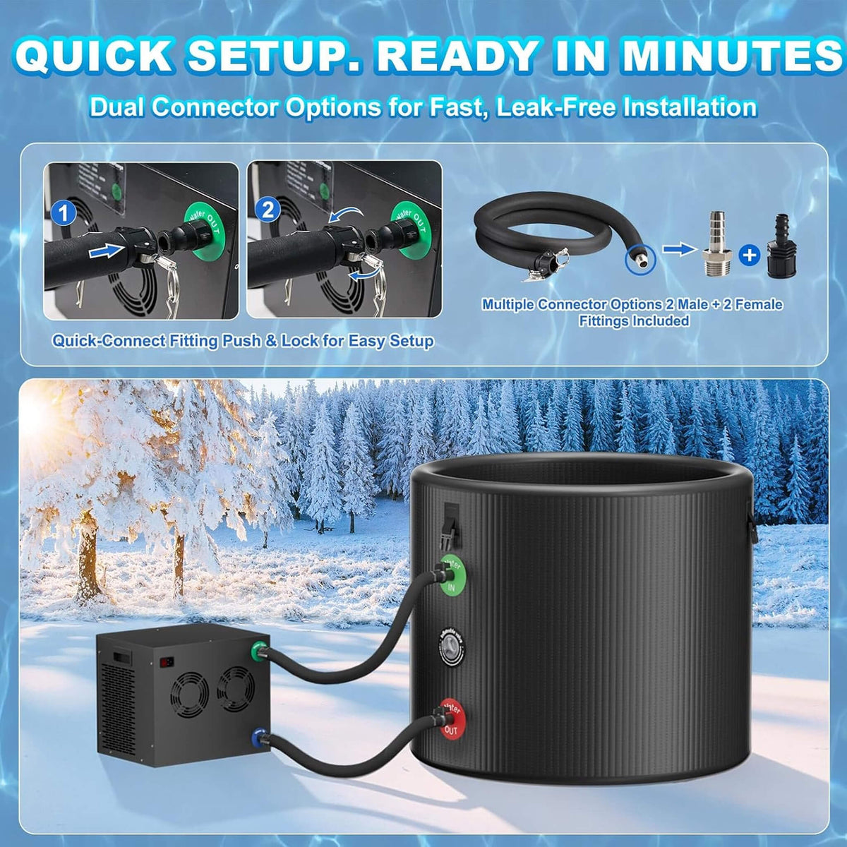 Premium XL 120-Gallon Cold Plunge Tub with Chiller, Filter & Pump