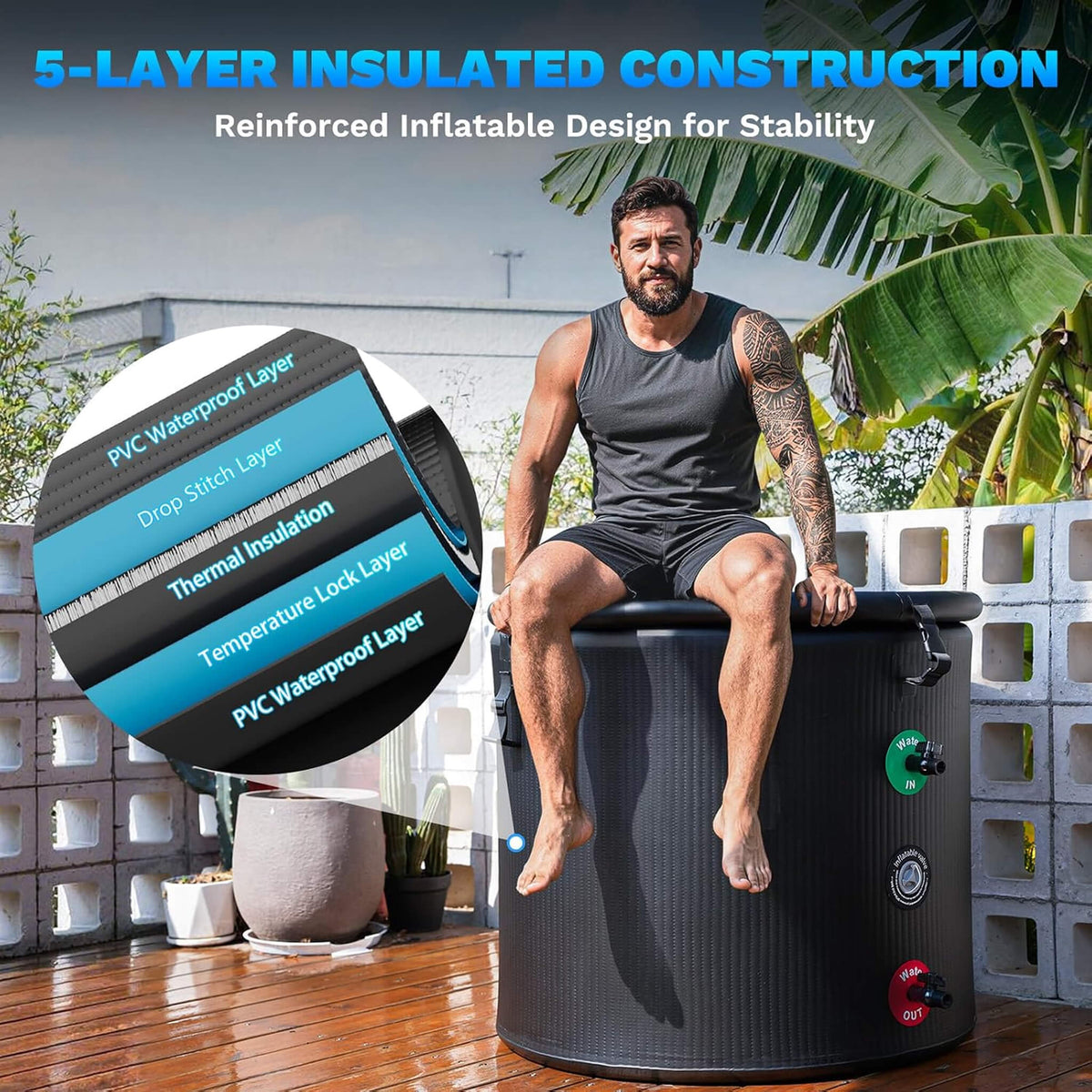 Premium XL 120-Gallon Cold Plunge Tub with Chiller, Filter & Pump