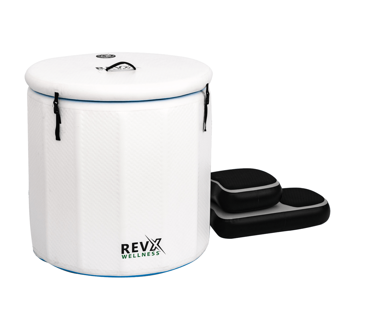 RevX Inflatable Barrel Cold Plunge – Insulated Portable Tub with Inflatable Steps - Aloha Swim Wellness