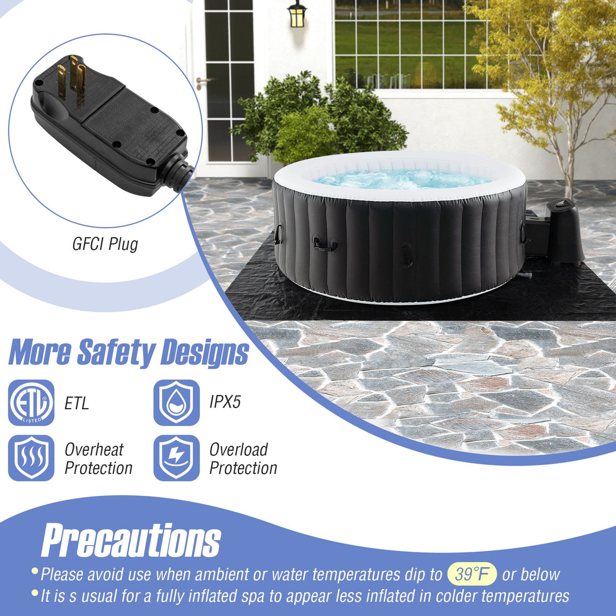 Inflatable Portable Hot Tub Spa – Bubble Jets, PTC Heating & Smart Controls