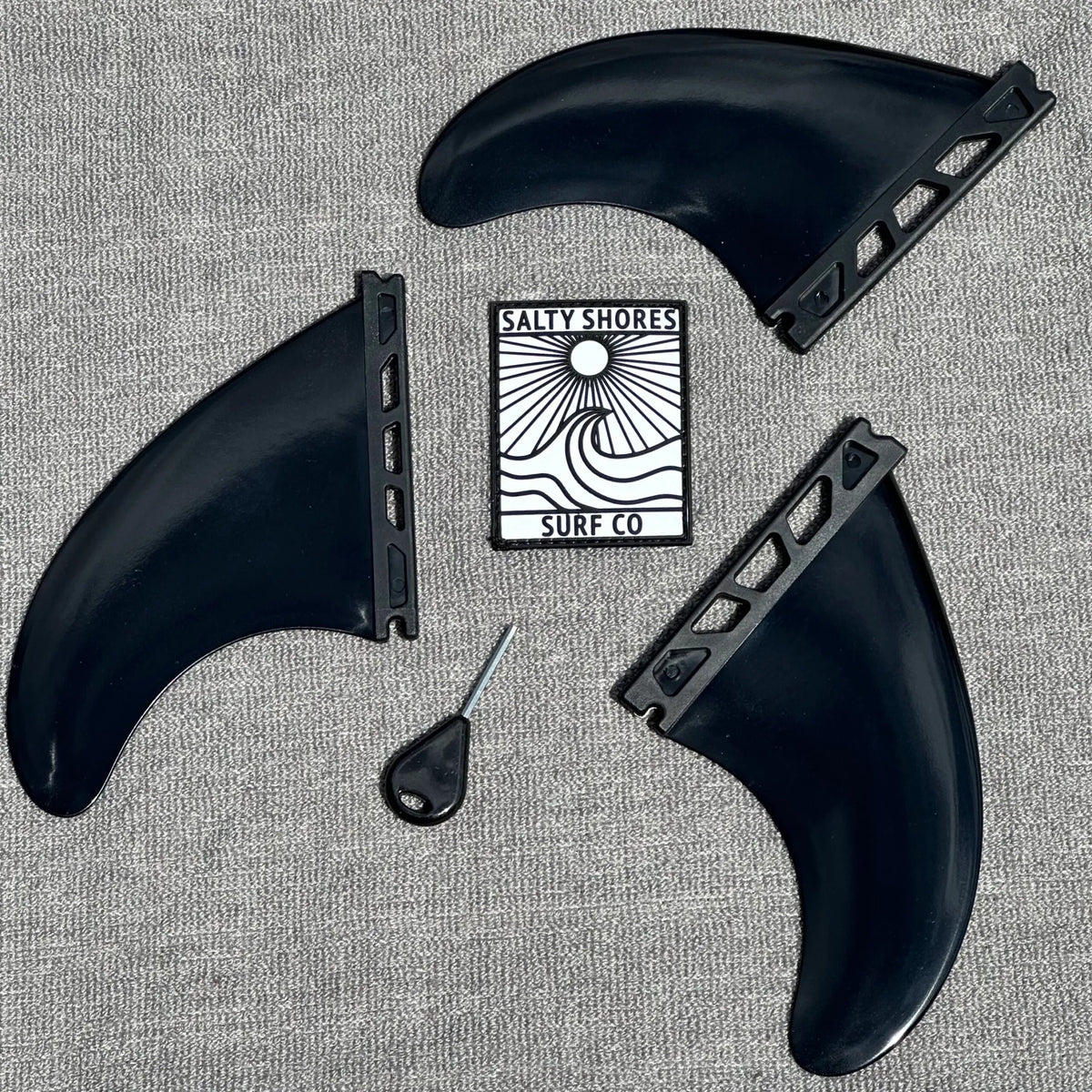 Salty Shores Essential Thruster Fin Set – Gloss Black Composite Fins - Aloha Swim Wellness