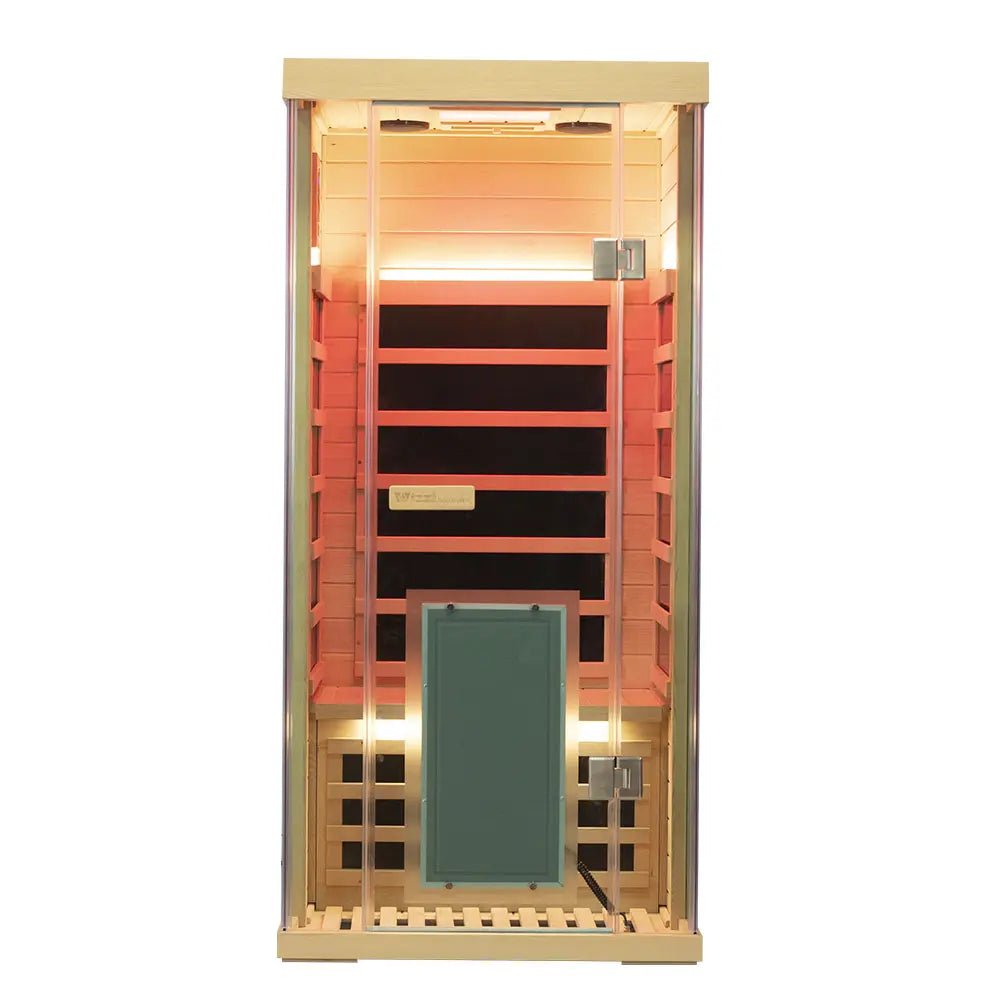 Single-Person Infrared Sauna – Compact Hemlock Wood Sauna for Home Wellness - Aloha Swim Wellness