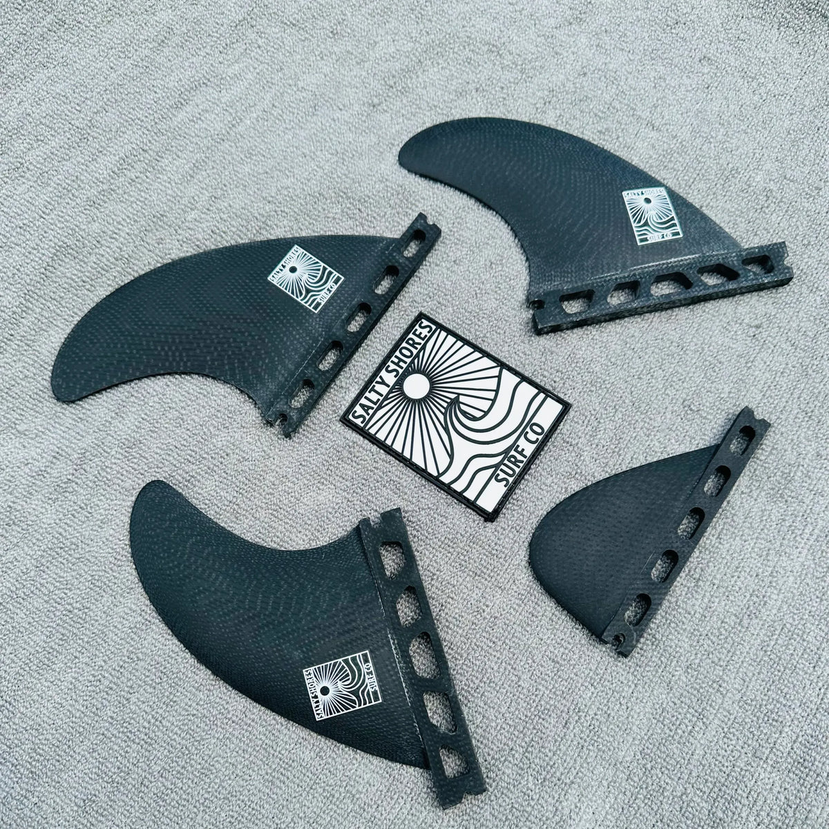 Salty Shores Volan Black Surfboard Fin Set – Thruster, Twin & Single Fin