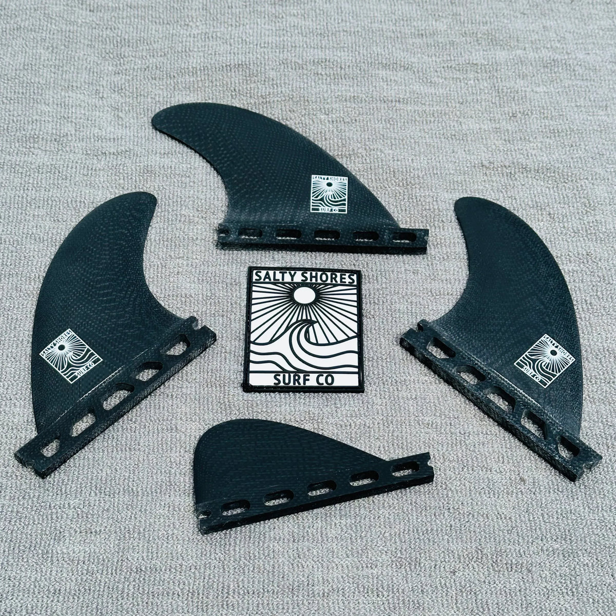 Salty Shores Volan Black Surfboard Fin Set – Thruster, Twin & Single Fin
