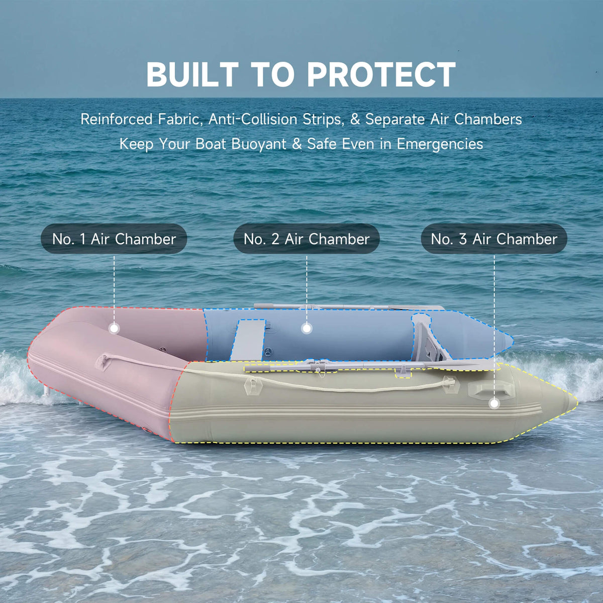 Virtue US 10FT Inflatable Dinghy – 5-Person Sport Tender with Aluminum Floor