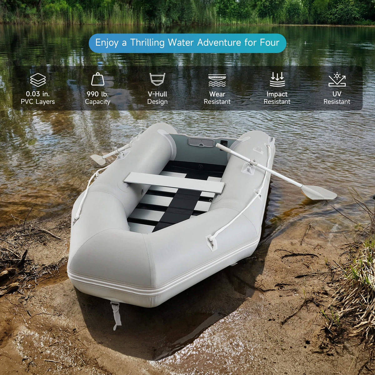 Virtue US 10FT Inflatable Dinghy – 5-Person Sport Tender with Aluminum Floor