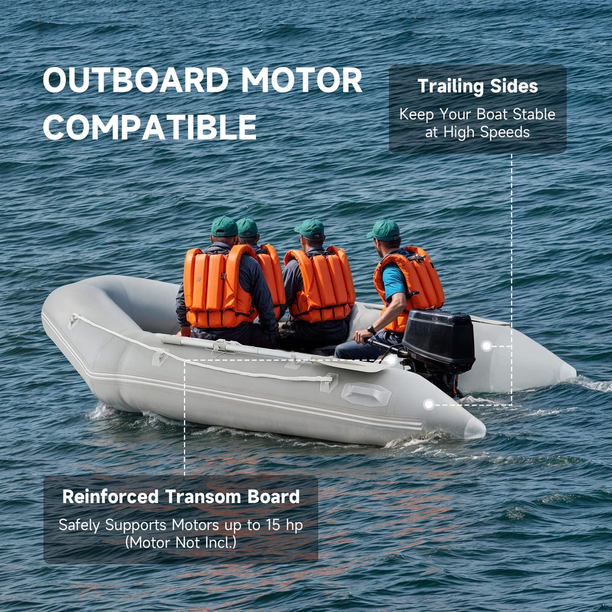 Virtue US 10FT Inflatable Dinghy – 5-Person Sport Tender with Aluminum Floor