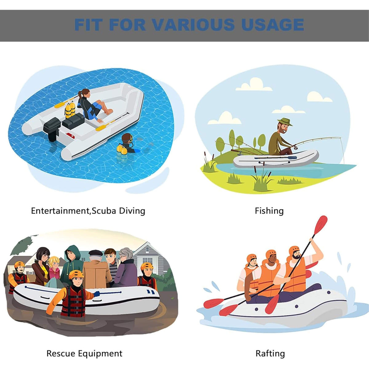 Virtue US 10FT Inflatable Dinghy – 5-Person Sport Tender with Aluminum Floor