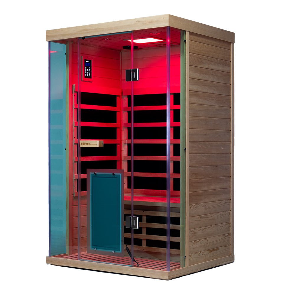 Wizzisaunas SH02 2-Person Infrared Sauna – Hemlock Wood, Smart App & Red Light Therapy - Aloha Swim Wellness